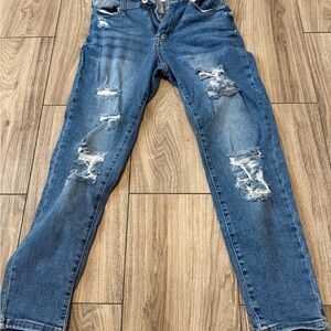Wax Jean Distressed Blue Boyfriend Jeans